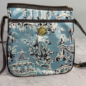 Anna Griffin‎ Crossbody Bag Purse Blue White Brown Japanese Asian Design